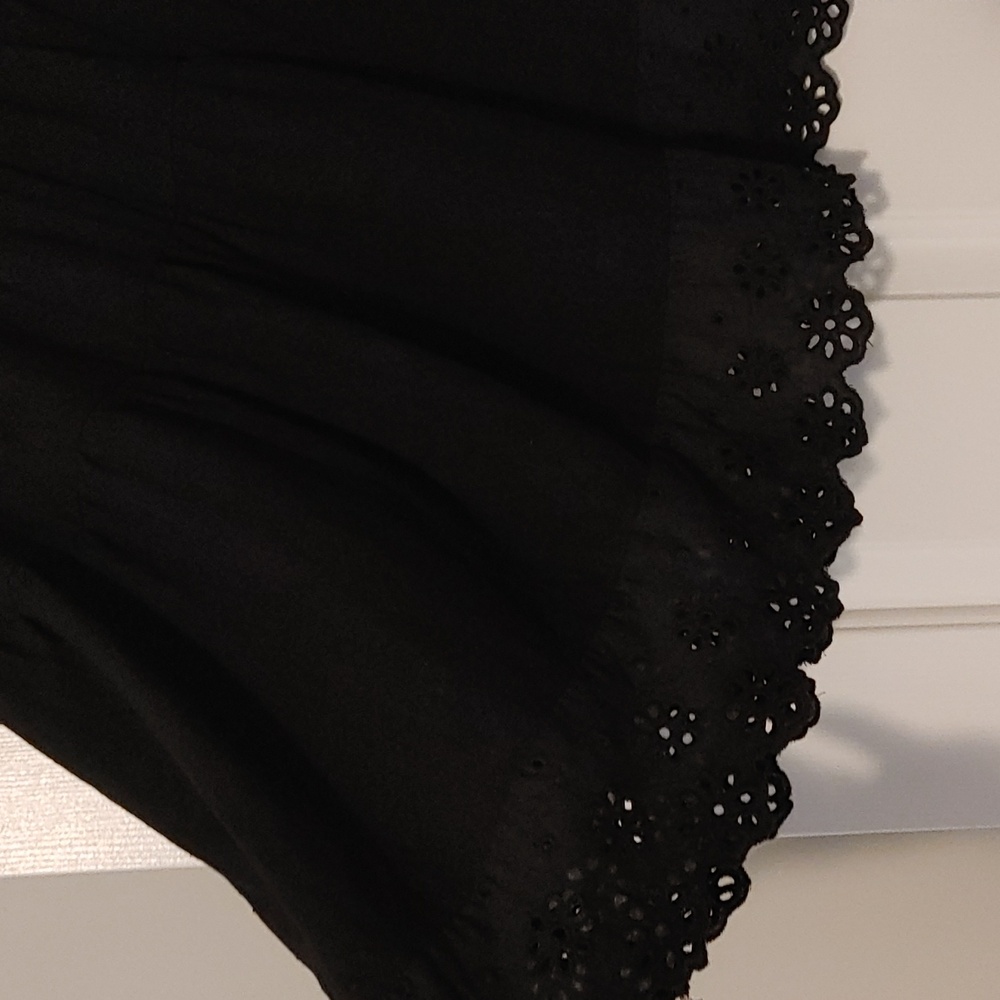 Umgee Black Mini Skirt Women's LG with Eyelet Hem Linen Blend, Boho, Whimsical - Picture 2 of 7